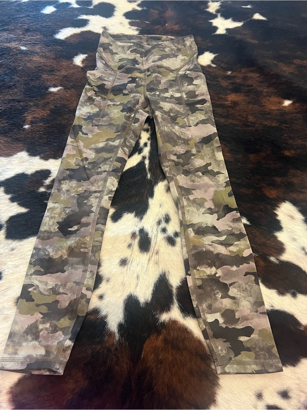 Lululemon Camo Print Leggings in Olive and Taupe